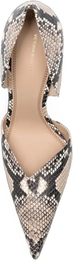 Victoria Beckham Angle d'Orsay pumps met slangenprint Beige - Foto 4
