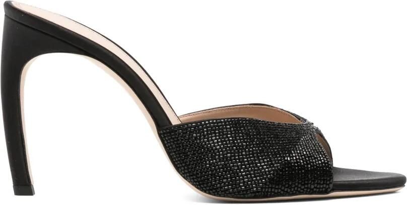 Victoria Beckham Harlow open-toe mules 100 black beaded satin Zwart