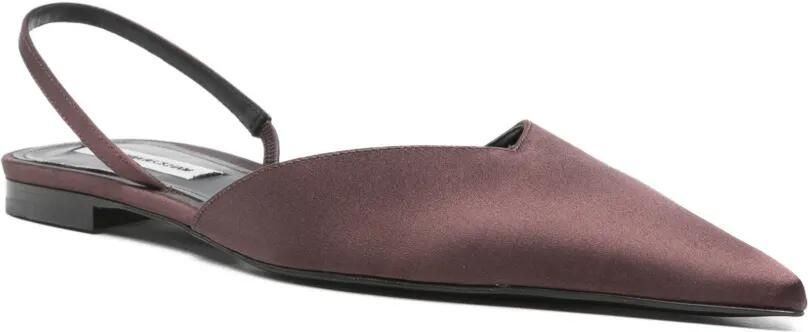 Victoria Beckham Sloan asymmetrische satijnen ballerina's Bruin - Foto 2