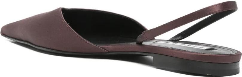 Victoria Beckham Sloan asymmetrische satijnen ballerina's Bruin - Foto 3