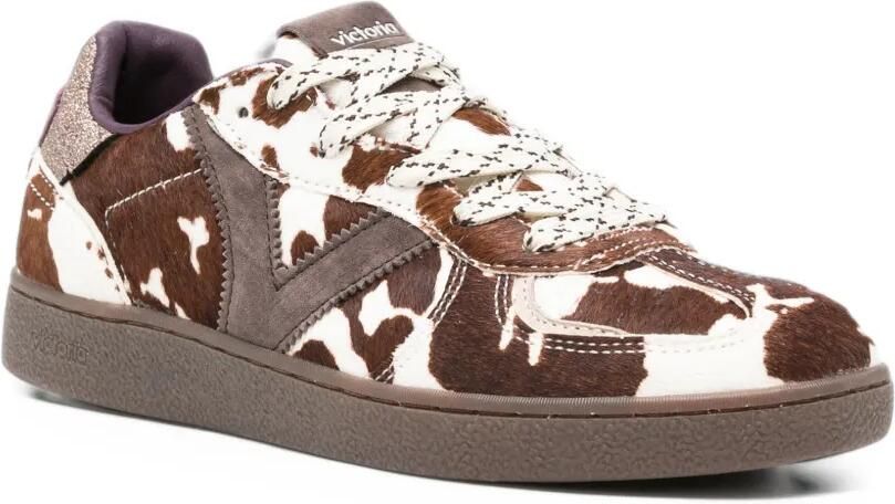 Victoria Sneakers met koeienprint en glitters Bruin