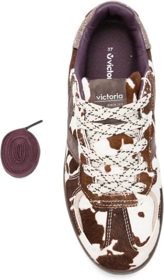 Victoria Sneakers met koeienprint en glitters Bruin - Foto 2