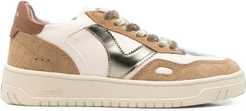 Victoria Leren sneakers met vlakken Beige