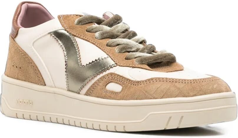 Victoria Leren sneakers met vlakken Beige - Foto 4