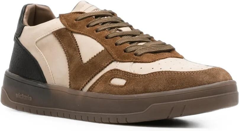 Victoria Leren sneakers met vlakken Beige