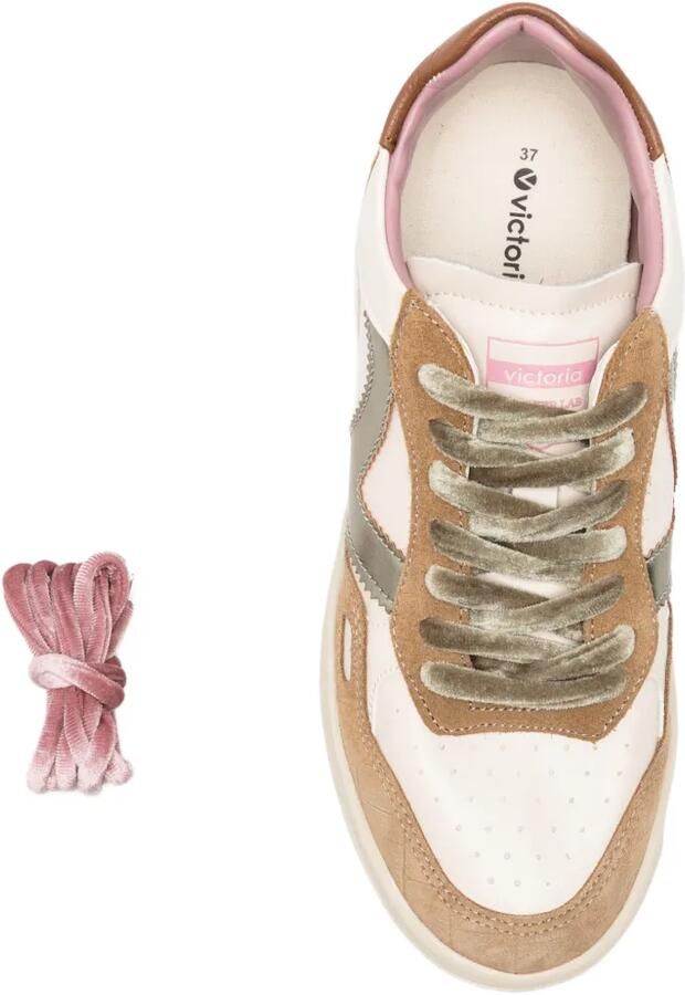 Victoria Leren sneakers met vlakken Beige - Foto 2