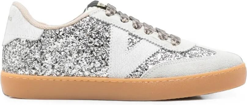 Victoria Sneakers met luipaardprint en glitter-effect Zilver