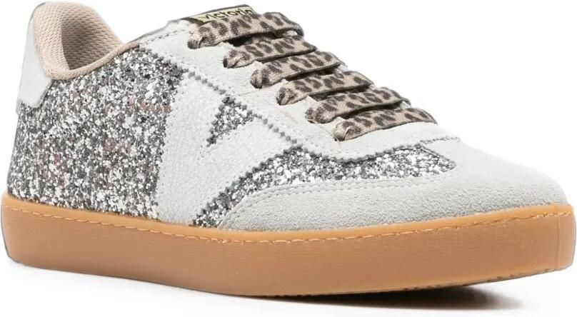 Victoria Sneakers met luipaardprint en glitter-effect Zilver - Foto 2