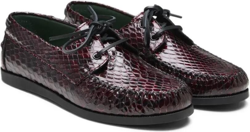 VINNY'S Boatman Bay snake-effect leather boat shoes Rood - Foto 3