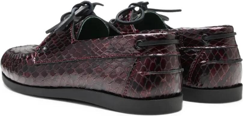 VINNY'S Boatman Bay snake-effect leather boat shoes Rood - Foto 4