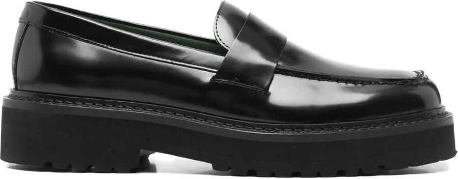 VINNY'S Leren loafers met band Zwart