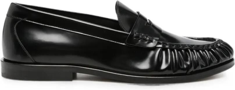 VINNY'S Leren loafers met ruches Zwart