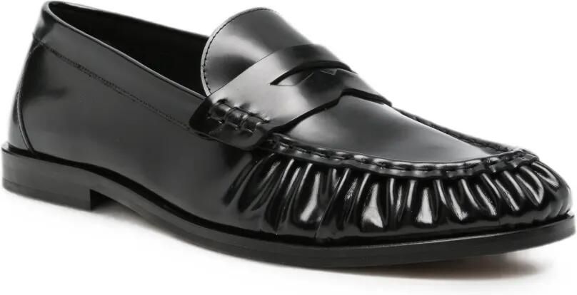 VINNY'S Leren loafers met ruches Zwart - Foto 2