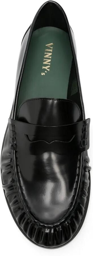VINNY'S Leren loafers met ruches Zwart - Foto 4