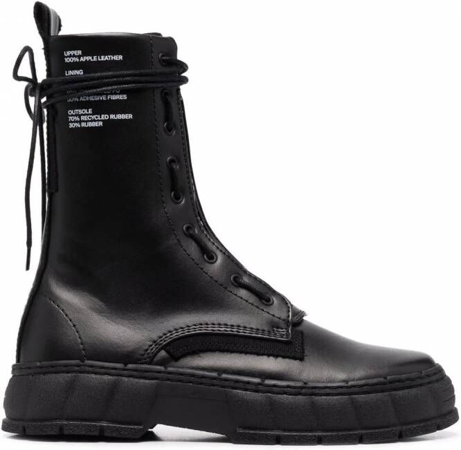 Virón Combat boots van imitatieleer Zwart