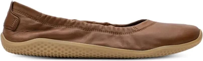 Vivobarefoot Asana Yin elastische leren ballerina's Bruin