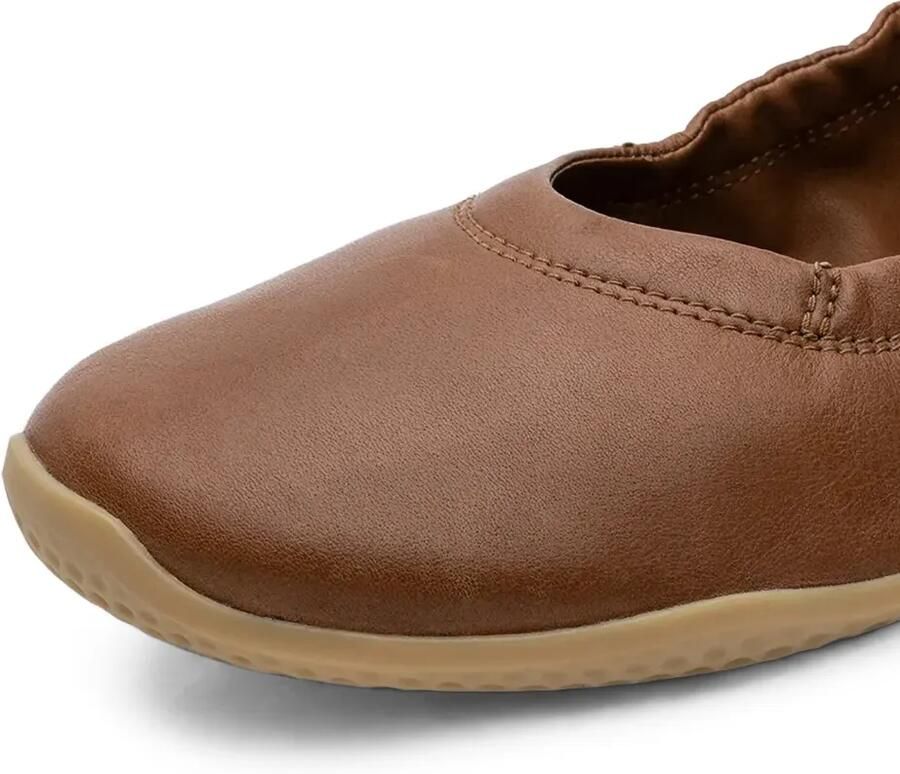 Vivobarefoot Asana Yin elastische leren ballerina's Bruin - Foto 2