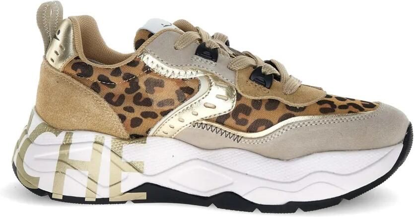 Voile Blanche Club105 sneakers met luipaardprint Beige