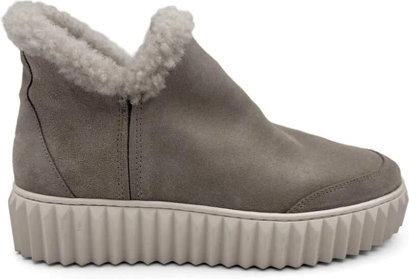 Voile Blanche Luna enkellaarzen met lammy afwerking Grijs