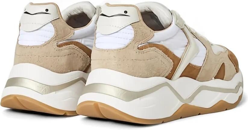 Voile Blanche Mesh sneakers met suède vlakken Beige - Foto 4