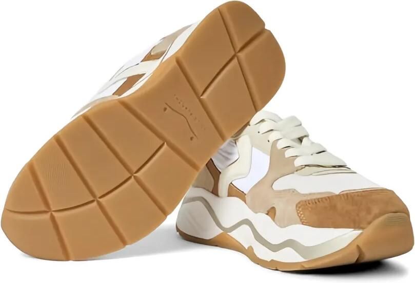 Voile Blanche Mesh sneakers met suède vlakken Beige - Foto 3