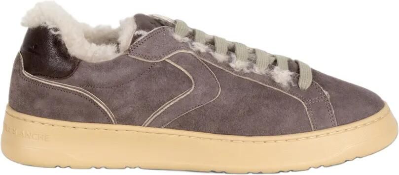 Voile Blanche shearling-trim suede sneakers Bruin