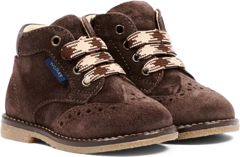 Walkey Leren enkellaarzen met brogue-detail Bruin