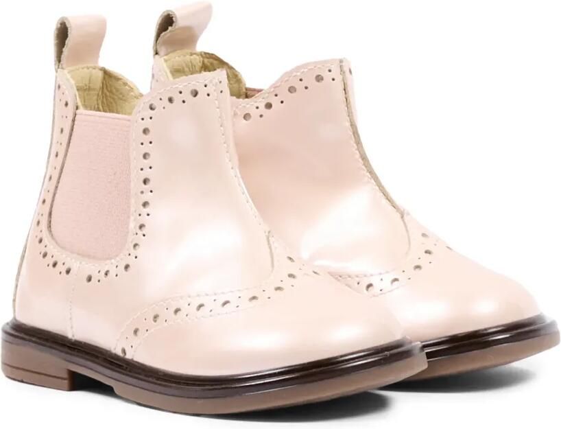 Walkey Leren enkellaarzen met brogue-detail Roze