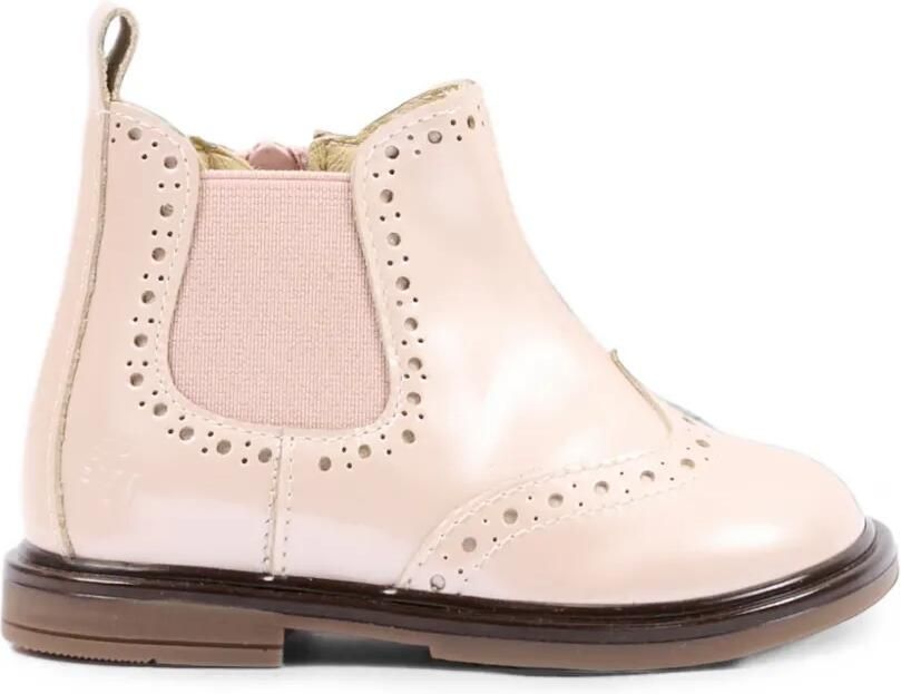 Walkey Leren enkellaarzen met brogue-detail Roze - Foto 3