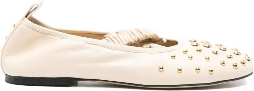 Wandler Ballerina's verfraaid met studs en ruches Beige