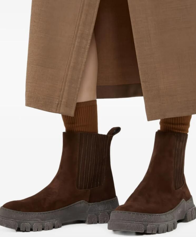 Weekend Max Mara Suède enkellaarzen met chunky zool Bruin