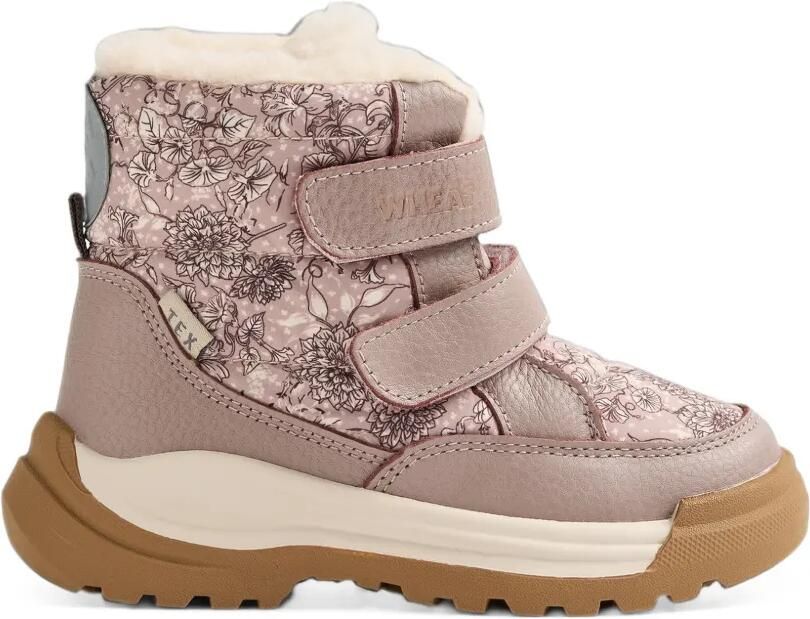 WHEAT Snowboots met klittenband en bloe print Roze