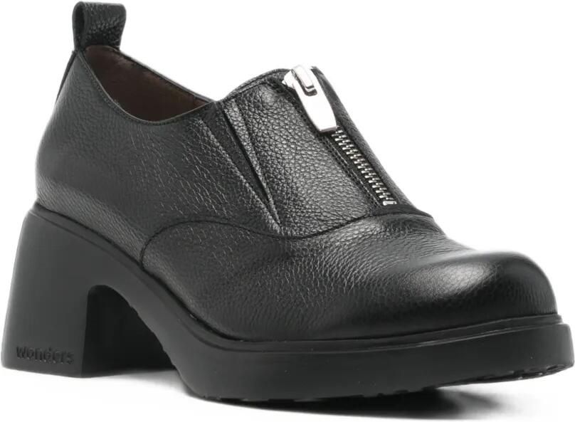 Wonders Leren pumps met textuur en rits aan de voorkant Zwart - Foto 2