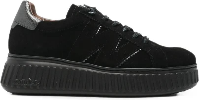 Wonders Sneakers met plateauzool Zwart