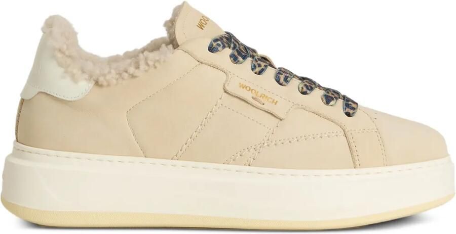 Woolrich Arrow lammy sneakers met plateauzool Beige