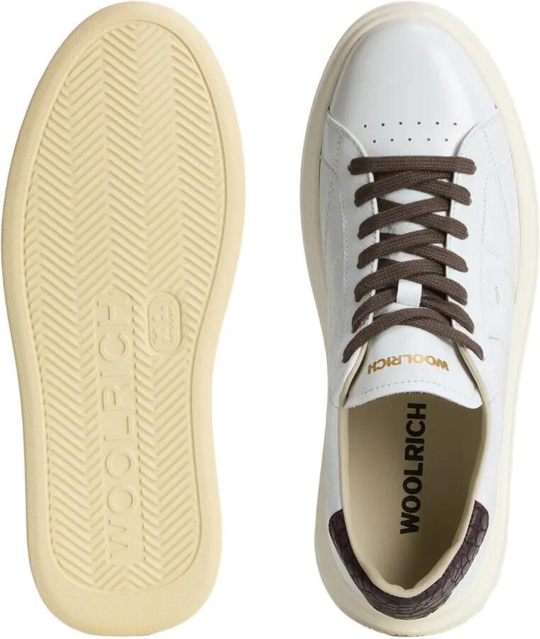 Woolrich Arrow leren sneakers met krokodillen-patch Wit