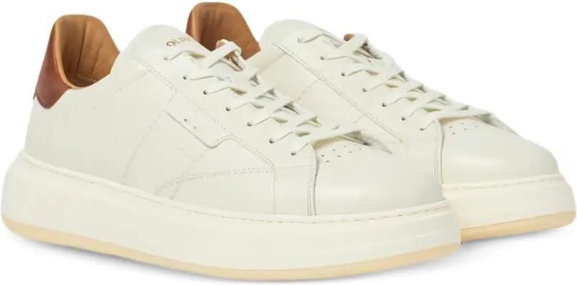 Woolrich Arrow leren sneakers met logo-reliëf Beige