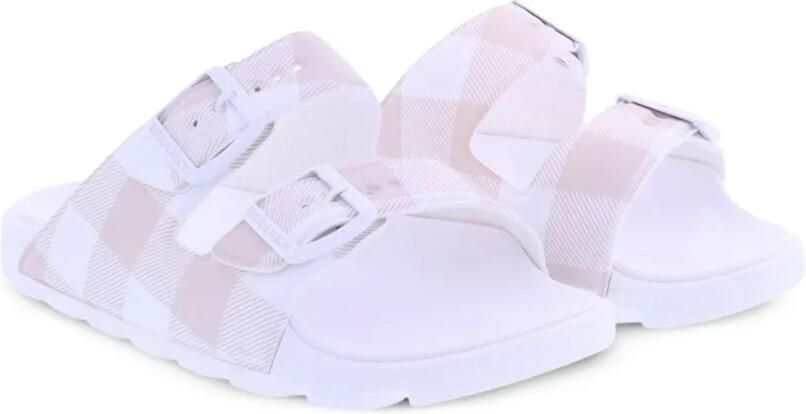 Woolrich Geruite slippers met gespsluiting Wit