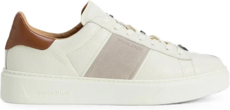 Woolrich Classic Court leren sneakers met vlakken Wit