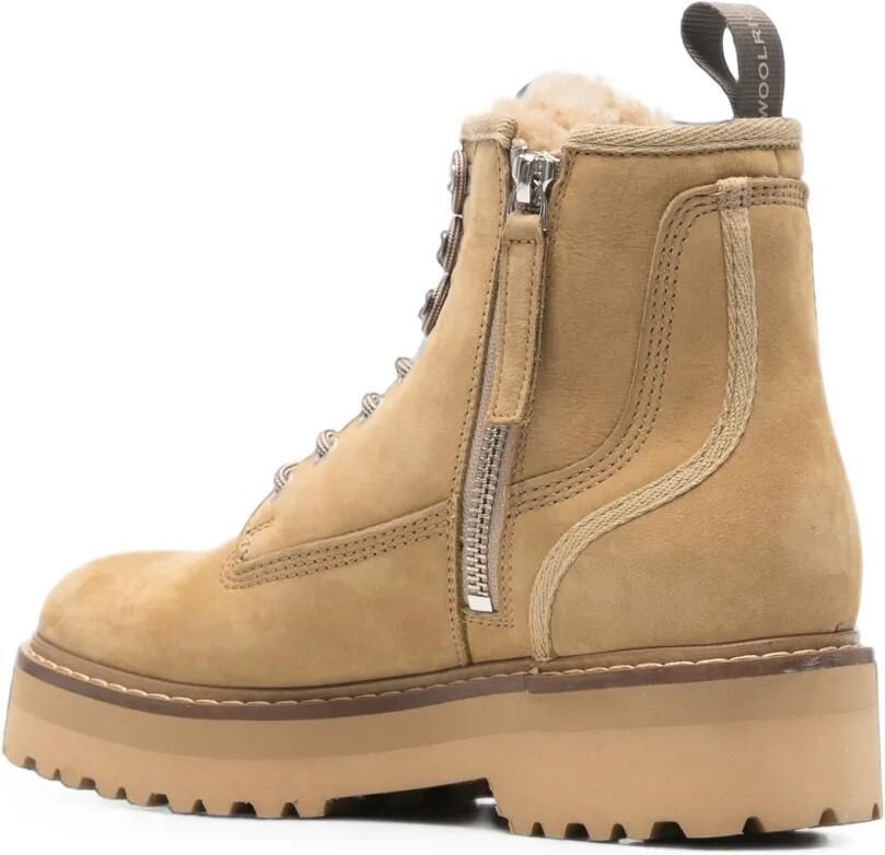 Woolrich Enkellaarzen met plateauzool en lammy voering Beige - Foto 2