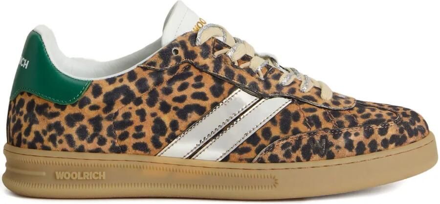 Woolrich Gestreepte sneakers met luipaardprint Bruin