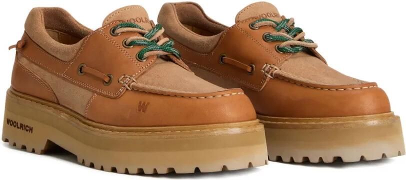 Woolrich Leren bootschoenen met plateauzool Bruin