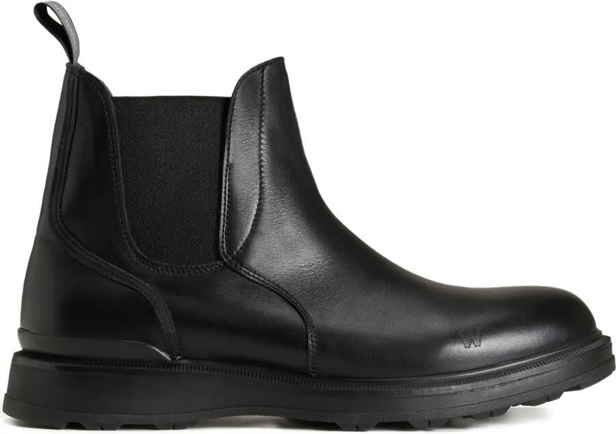 Woolrich Leren laarzen met elastisch vlak Zwart