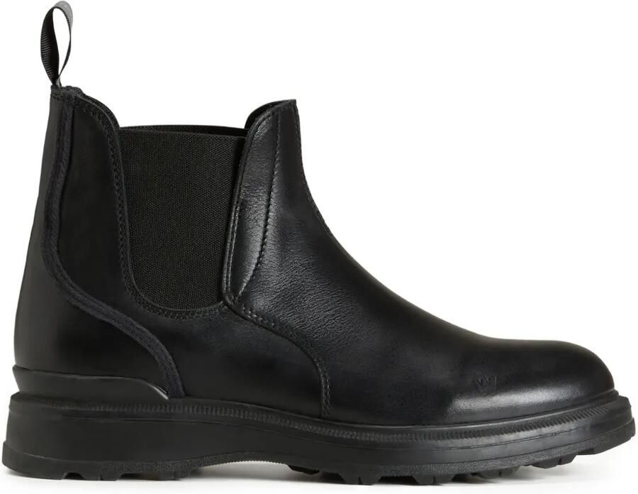 Woolrich Leren laarzen met elastische vlakken Zwart