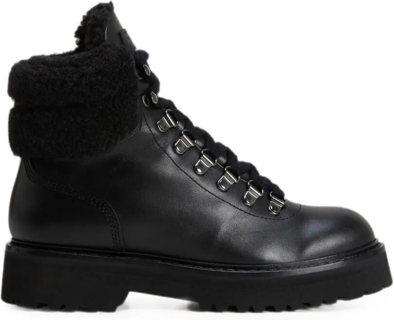 Woolrich Leren laarzen met textuur afwerking Zwart