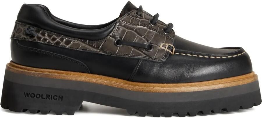 Woolrich Leren schoenen met krokodillen-reliëf Zwart