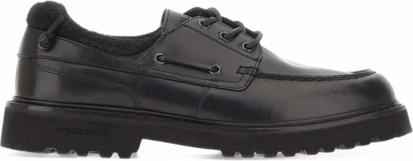 Woolrich lugged leather lace-up Derby shoes Zwart