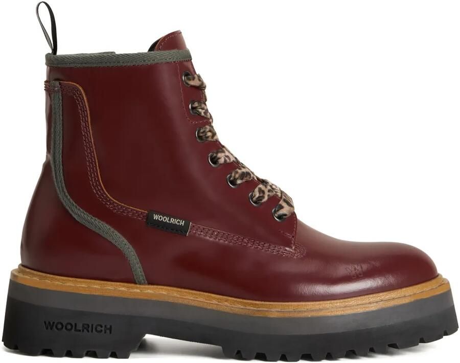 Woolrich Main leren combat boots Rood