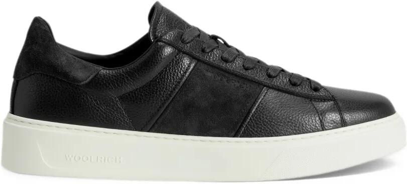 Woolrich panelled grained leather sneakers Zwart