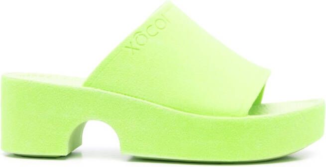 XOCOI Slippers met plateauzool Groen